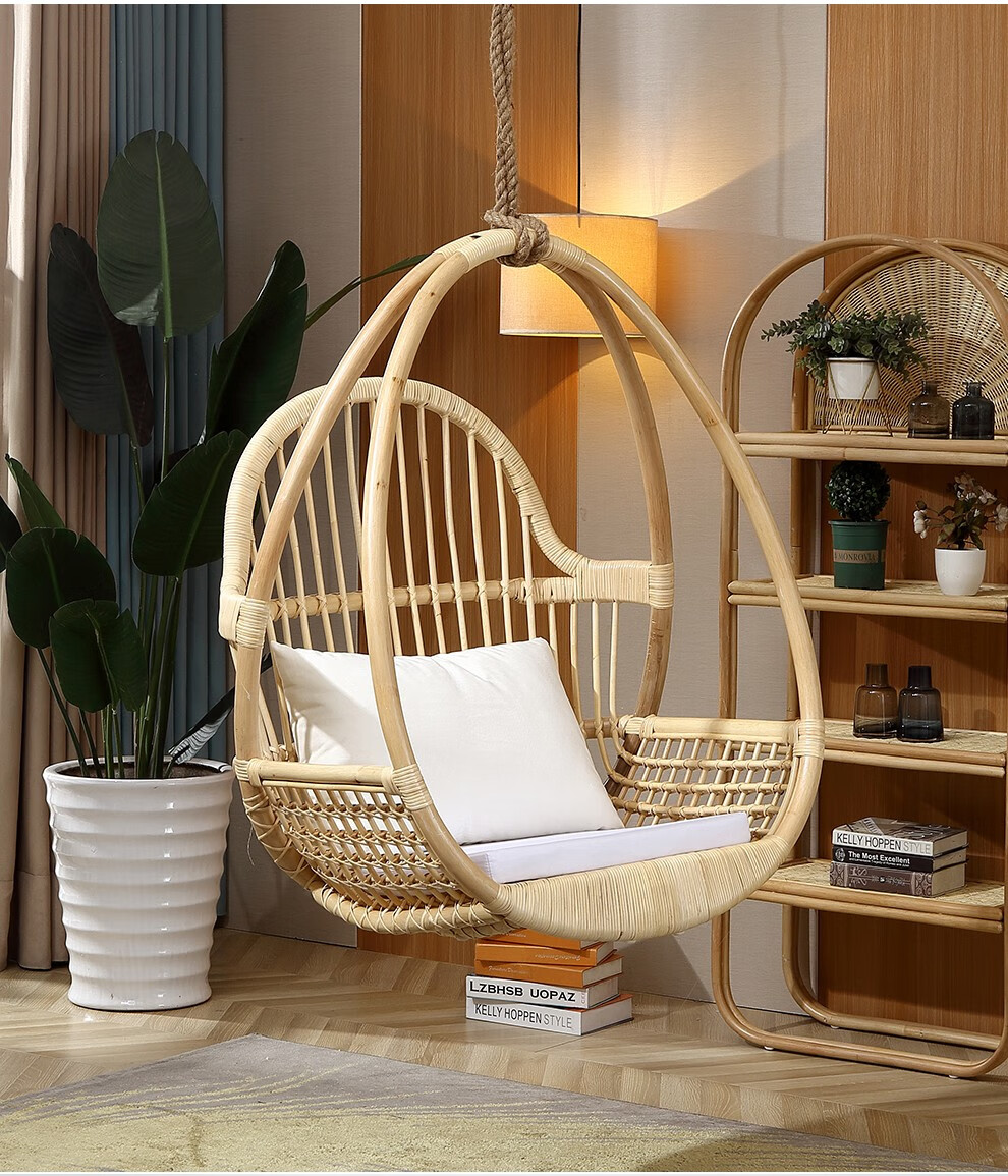 怡藤美北欧藤编单人吊椅吊篮摇摇椅室内简约阳台成人休闲鸟巢秋千藤椅