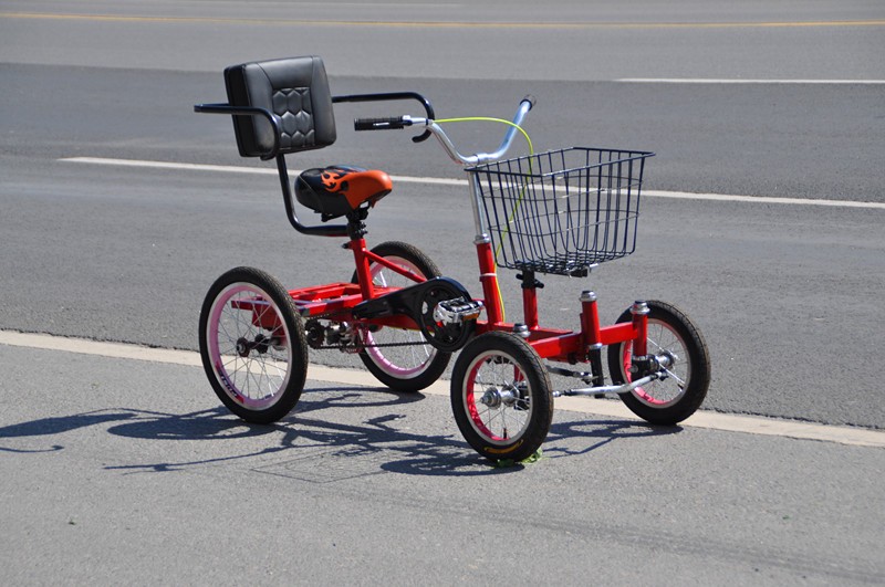 城市四轮中老年小型人力脚踏自行车买菜锻炼四轮代步车碟刹碟刹16寸前