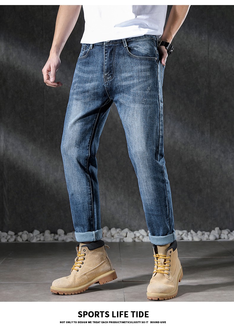 优斯顿保罗牛仔裤男直筒春季新款男裤宽松复古长裤时尚休闲大码简约