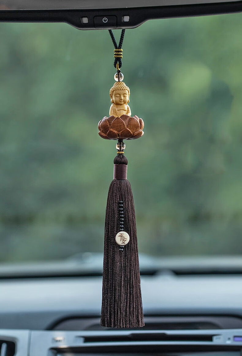 黄杨木汽车挂件佛平安符男士车上小挂饰小车装饰品车载后视镜吊坠车内