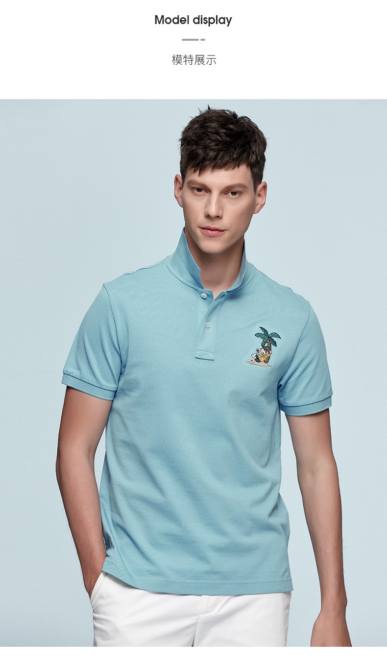 【商场同款】哈吉斯hazzys 2022夏季新款刺绣卡通时尚休闲polo衫男ast