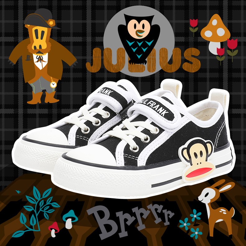 大嘴猴paulfrank童鞋儿童帆布鞋2022新款春秋休闲男女童鞋子乳白色26