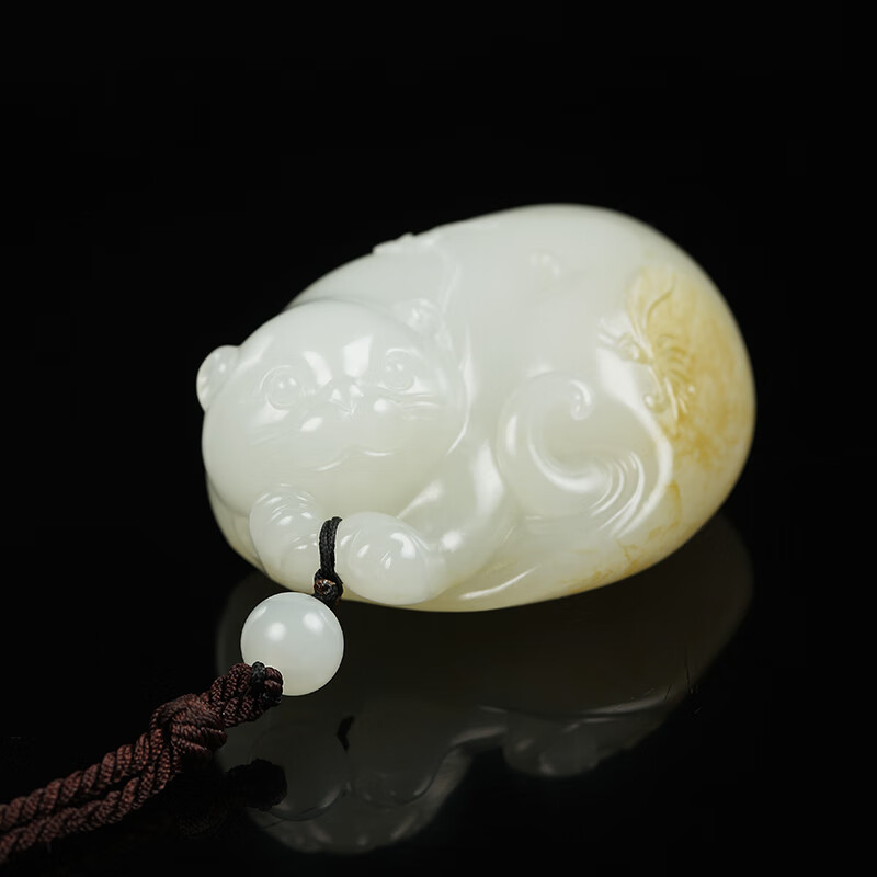 钱建锋和田玉籽料猫蝶把件221039