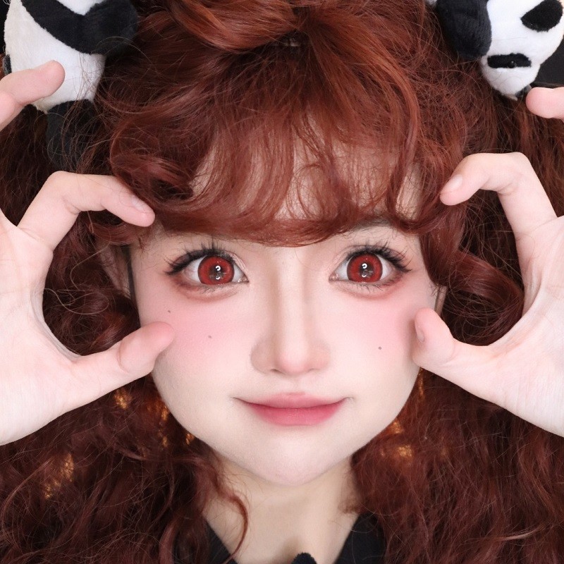 doya舒适美瞳cosplay月抛玫瑰蓝晶石绿幽灵显色红色隐形眼镜tu 绿幽灵
