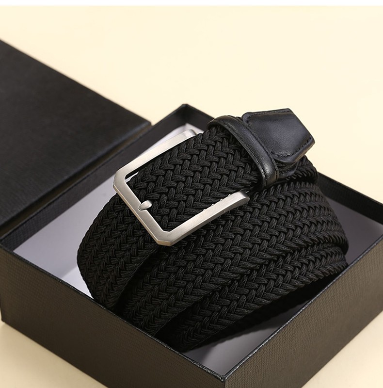 vipvck皮带奢侈品男士编织腰带弹力针扣年轻人轻奢商务休闲时尚钛合金