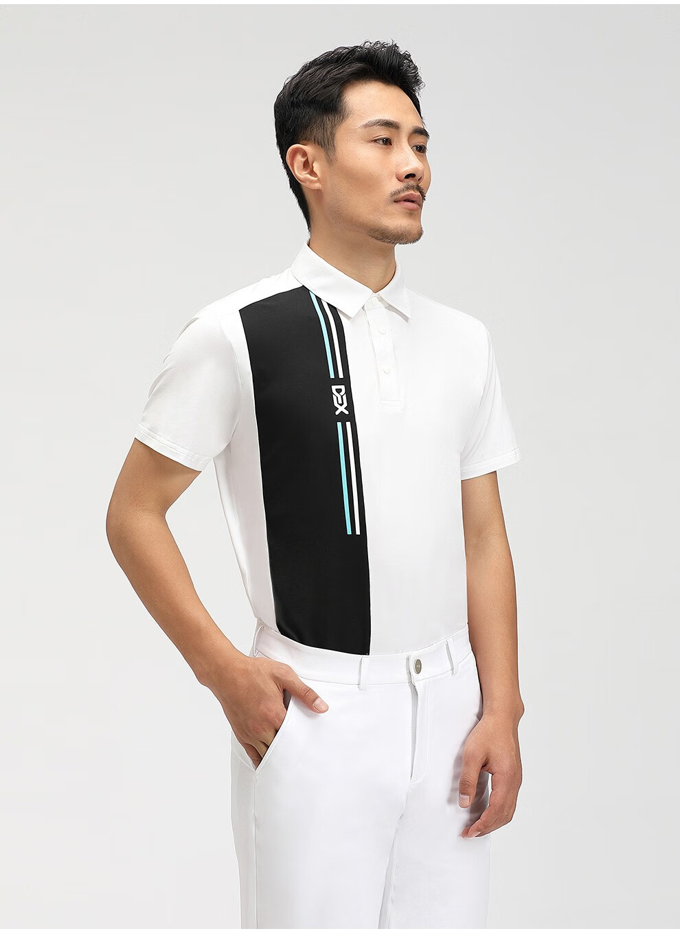 dexgolf韩国高尔夫男士短袖t恤22新款春夏条纹撞色polo衫速干商务舒适