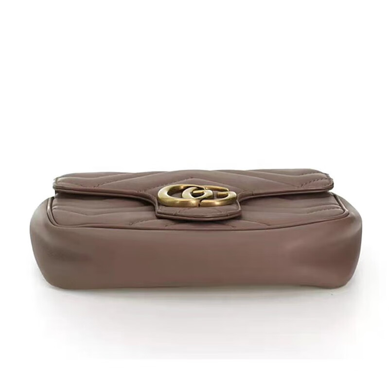 【二手95新】古驰/gucci 女士marmont系列裸粉色迷你单肩包链条斜挎包