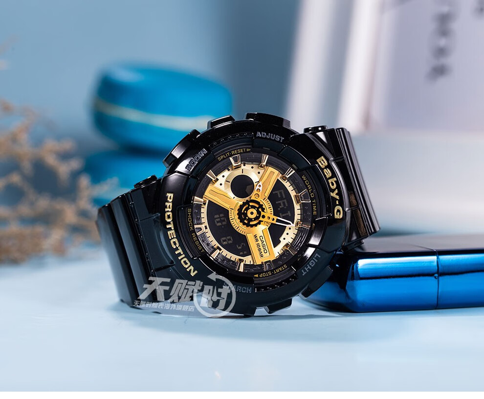 卡西欧casio女表babyg少女时代女黑金潮流双显多功能电子防水运动手表