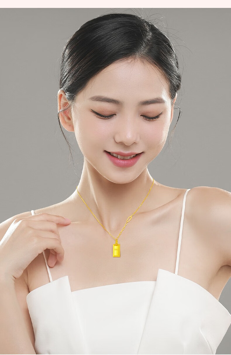 老凤凰 黄金项链999足金5g暴富小金砖金项链金条套链女款可刻字送女友