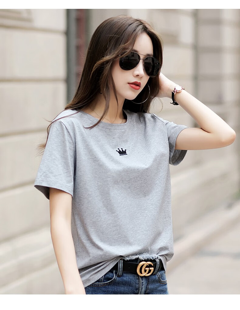 短袖t恤女2021夏季新款薄款圆领打底衫ins潮牌宽松半袖休闲百搭上衣