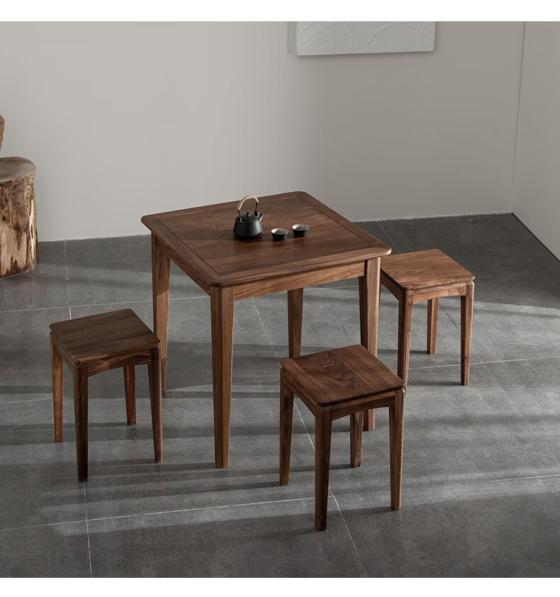 梵叙(fanxu) 梵叙北美黑胡桃木小方桌阳台茶桌茶台小书桌实木家用小