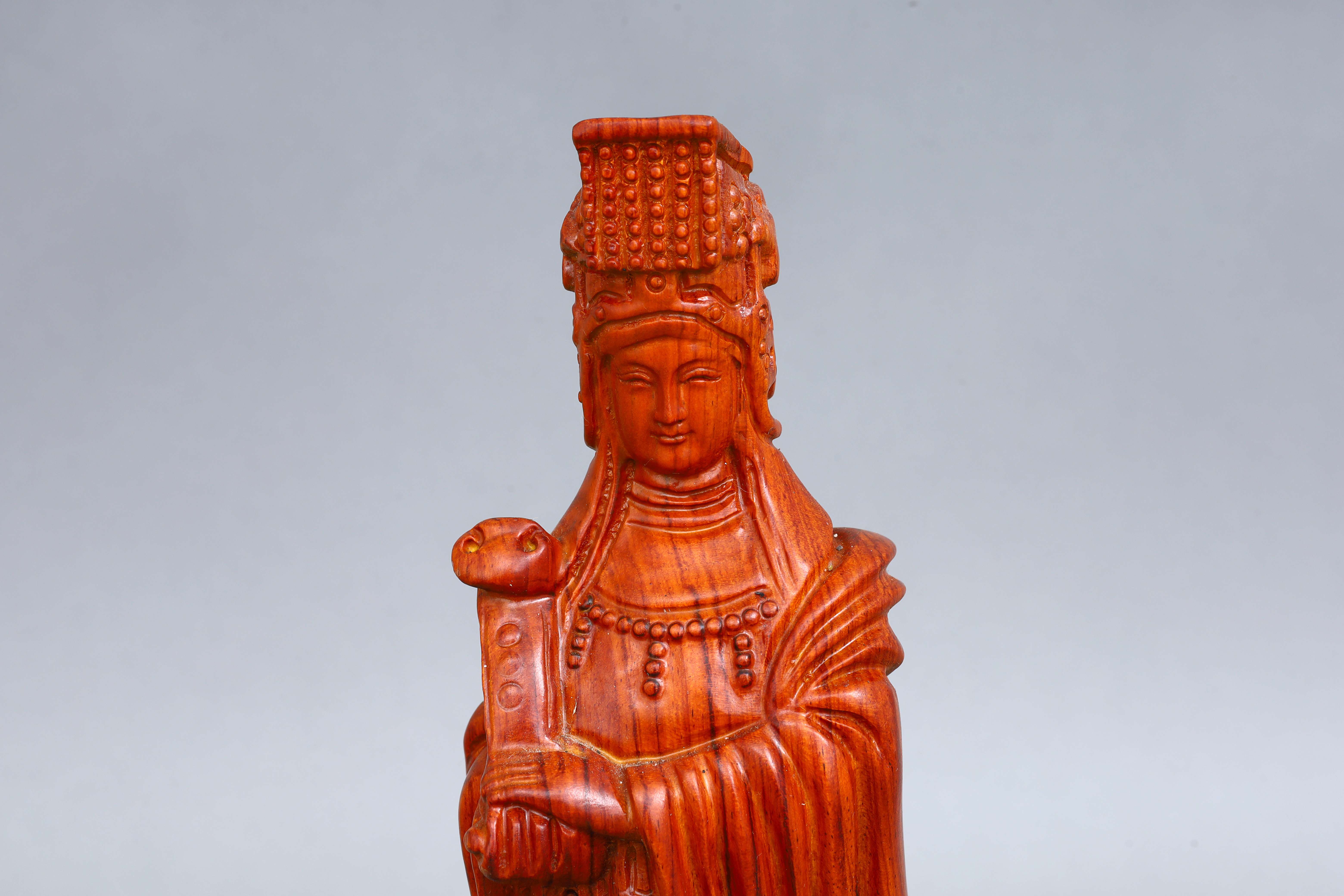 缅甸花梨(大果紫檀)妈祖雕刻摆件