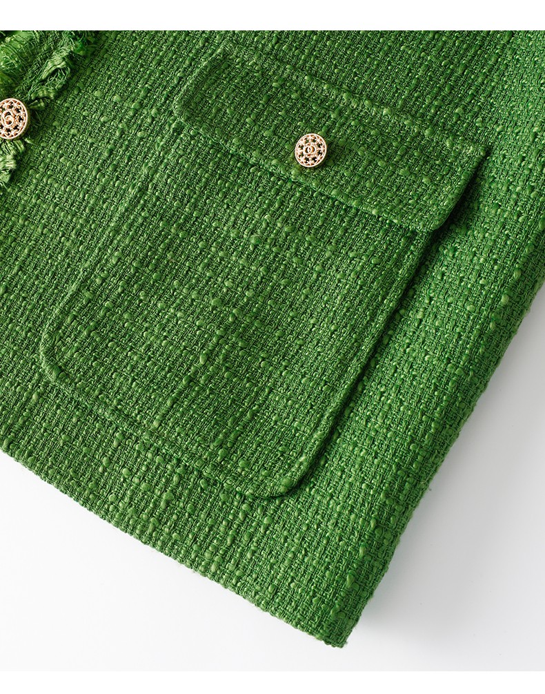 osa欧莎小香风粗花呢百搭马甲背心外套女士秋冬季2022年新款 绿色a m