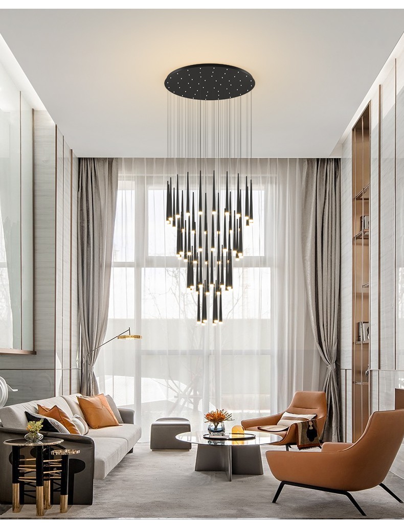 尔琦 楼梯长吊灯现代简约别墅轻奢客厅loft个性网红旋转复式楼大灯