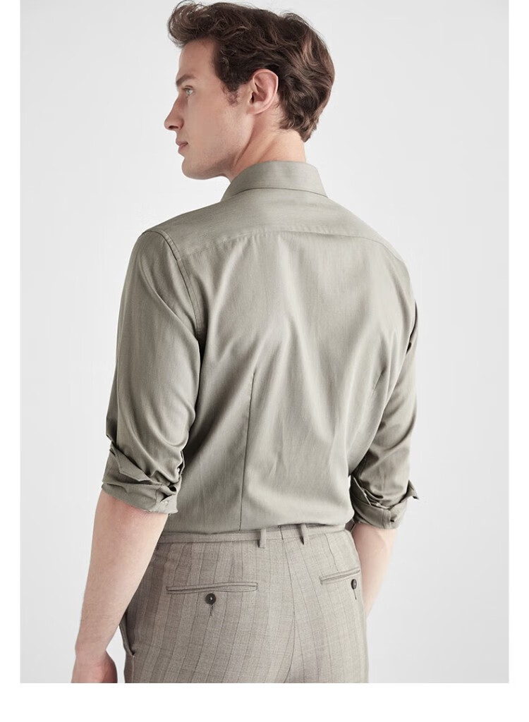VICUTU Men's Long-Sleeve Shirt, Spring Style, Light Formal Wear, Comfortable Dress Shirt, Brown, 195/B/45 6