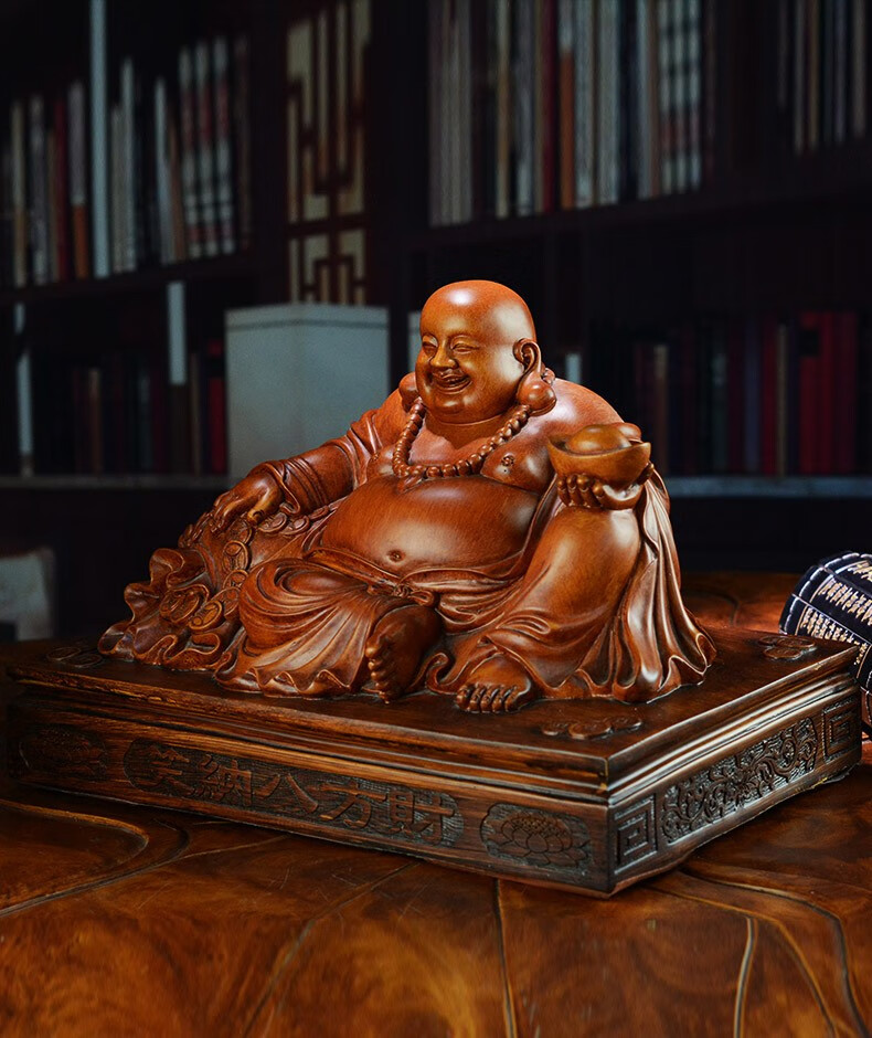 财弥勒佛摆件客厅招财家居装饰品笑佛大肚佛开业礼品 坐拥百财佛中号