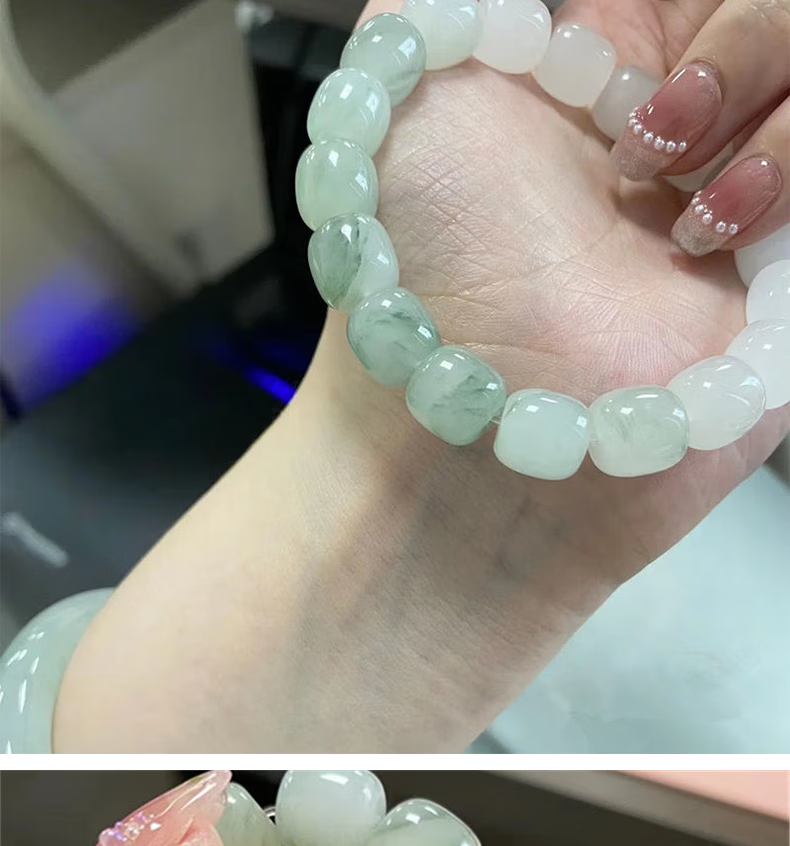 自由说 菩提子手链女佛珠手串冰透色天山雪莲单圈白玉菩提根手串盘玩