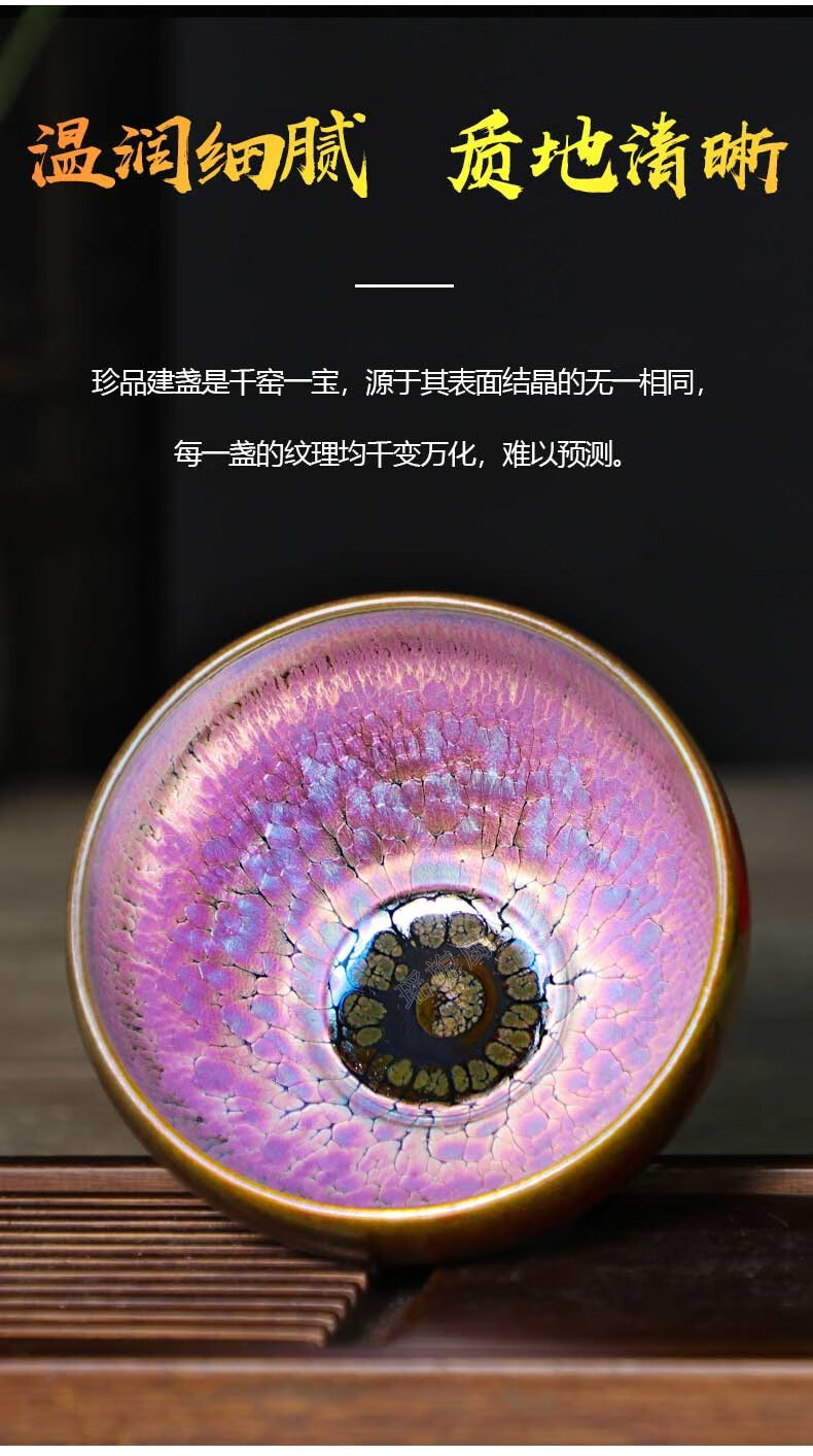 宏韶 暨国平名师花雕建盏主人杯手工铁胎功夫茶杯陶瓷茶盏茶具茶杯