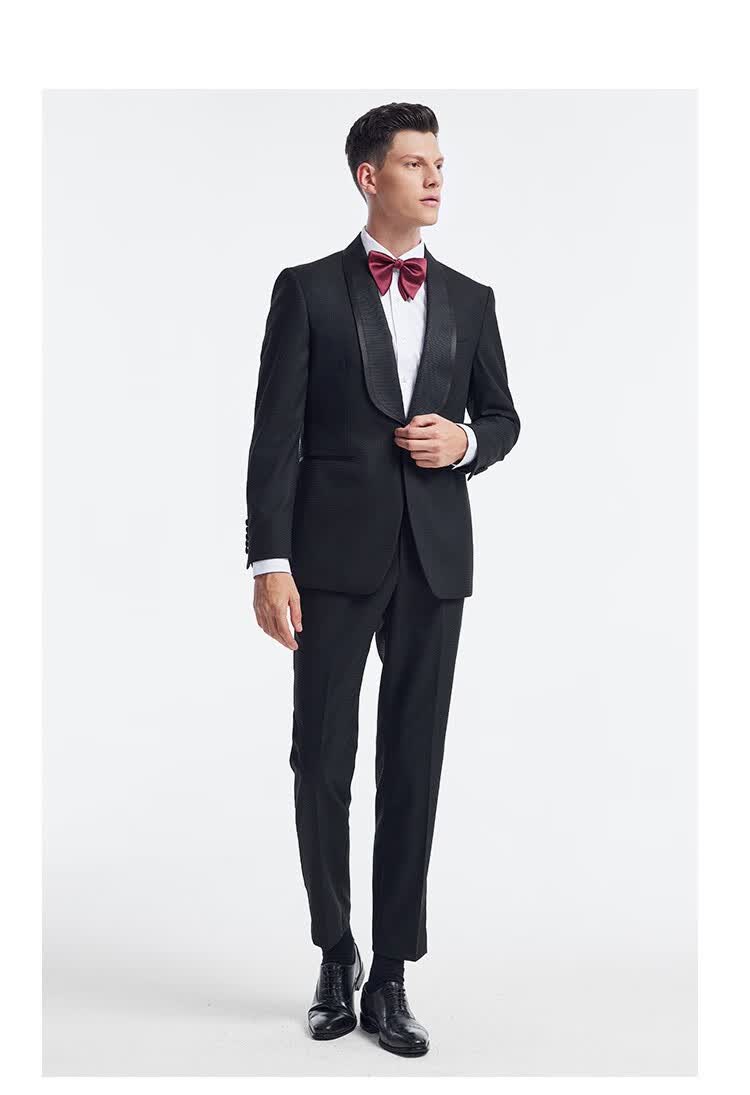 busycon高端轻奢西服男套装新郎结婚礼服敬酒服经典款正装易打理免烫