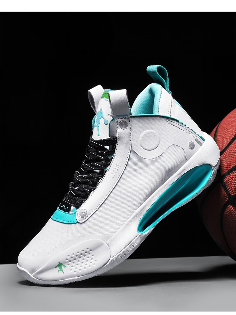 鞋白镭射防滑耐磨男运动休闲鞋学生实战简版白绿战靴德芙莎 aj34黑红