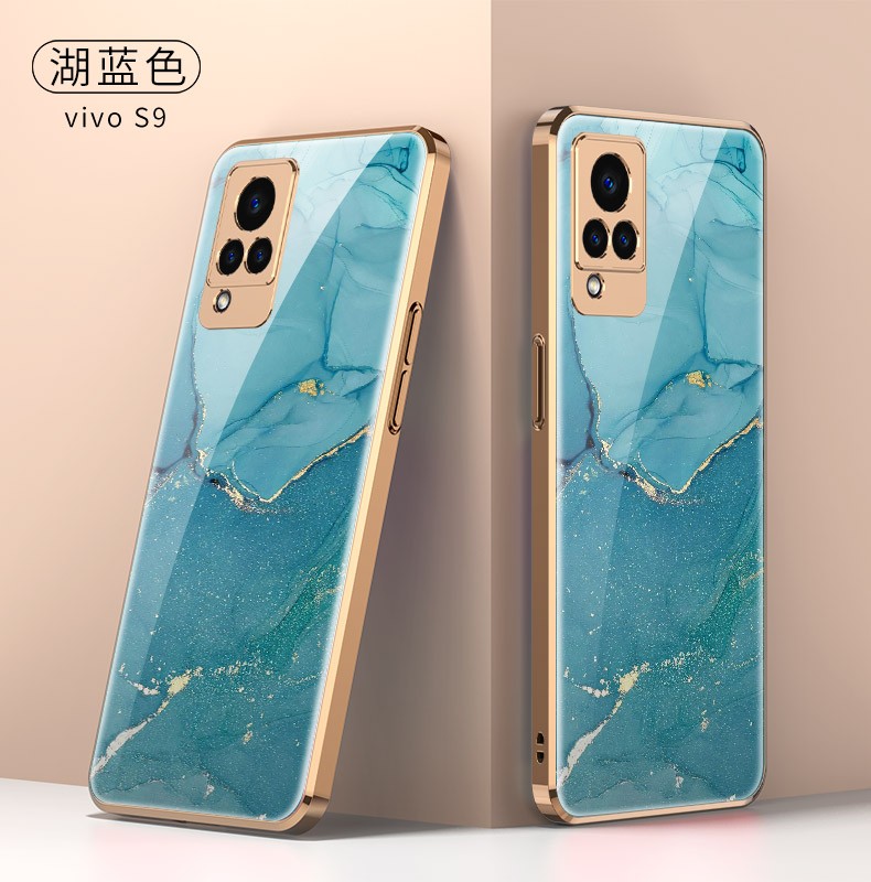 gkk vivo s9手机壳直边电镀玻璃vivos9手机套超薄保护套镜头全包防摔