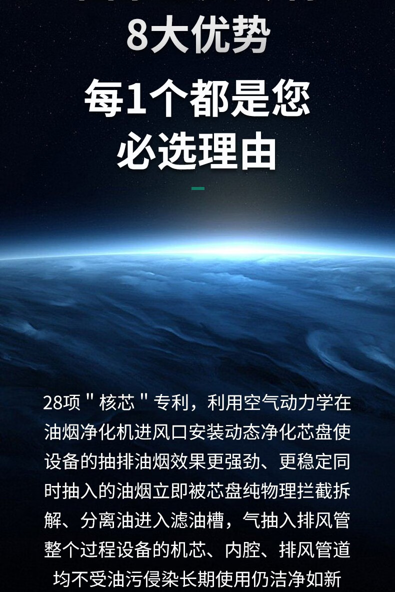 创新(美丽卡)欧式家用 净 抽2合1 终身免拆洗 可直排 节能环保 油烟