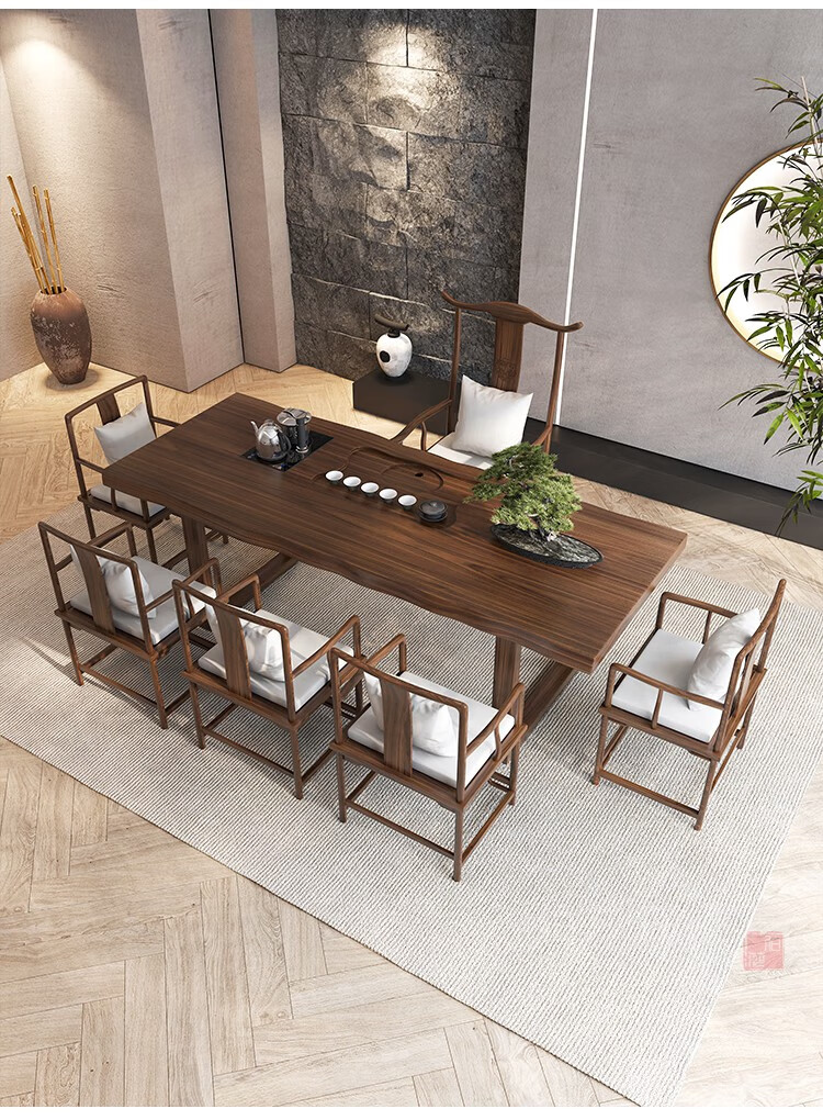 伯莎丹顿(bertha denton) 禅意中式茶桌实木茶道桌一体泡茶桌椅组合