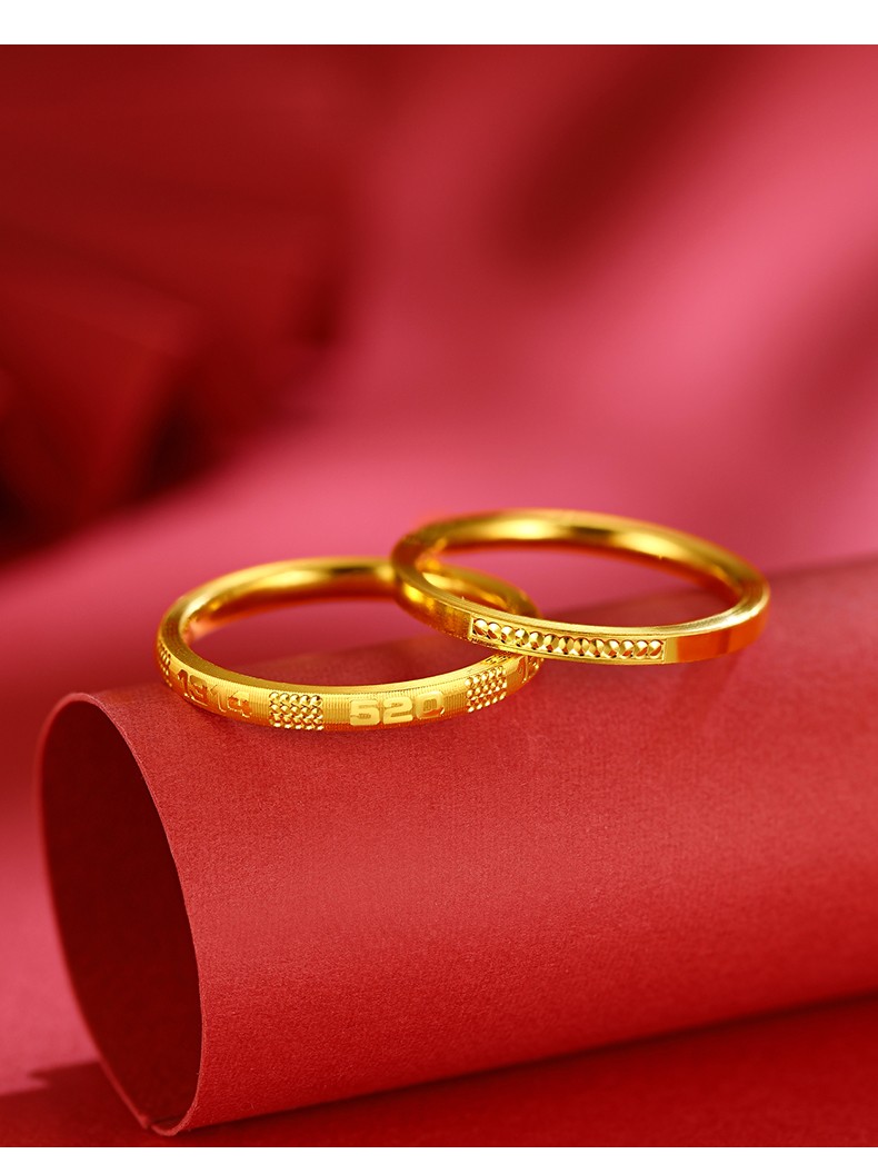 老凤凰黄金戒指男女款足金情侣对戒5201314款订婚求婚戒指 5201314