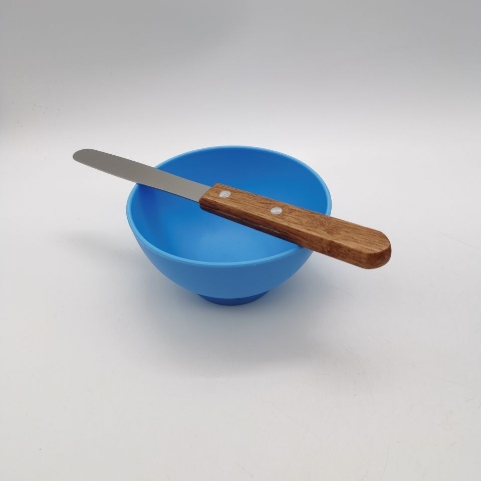 【药房直发】牙科软橡皮碗 硅胶碗石膏调碗塑料调刀 蓝色搅拌碗 印膜