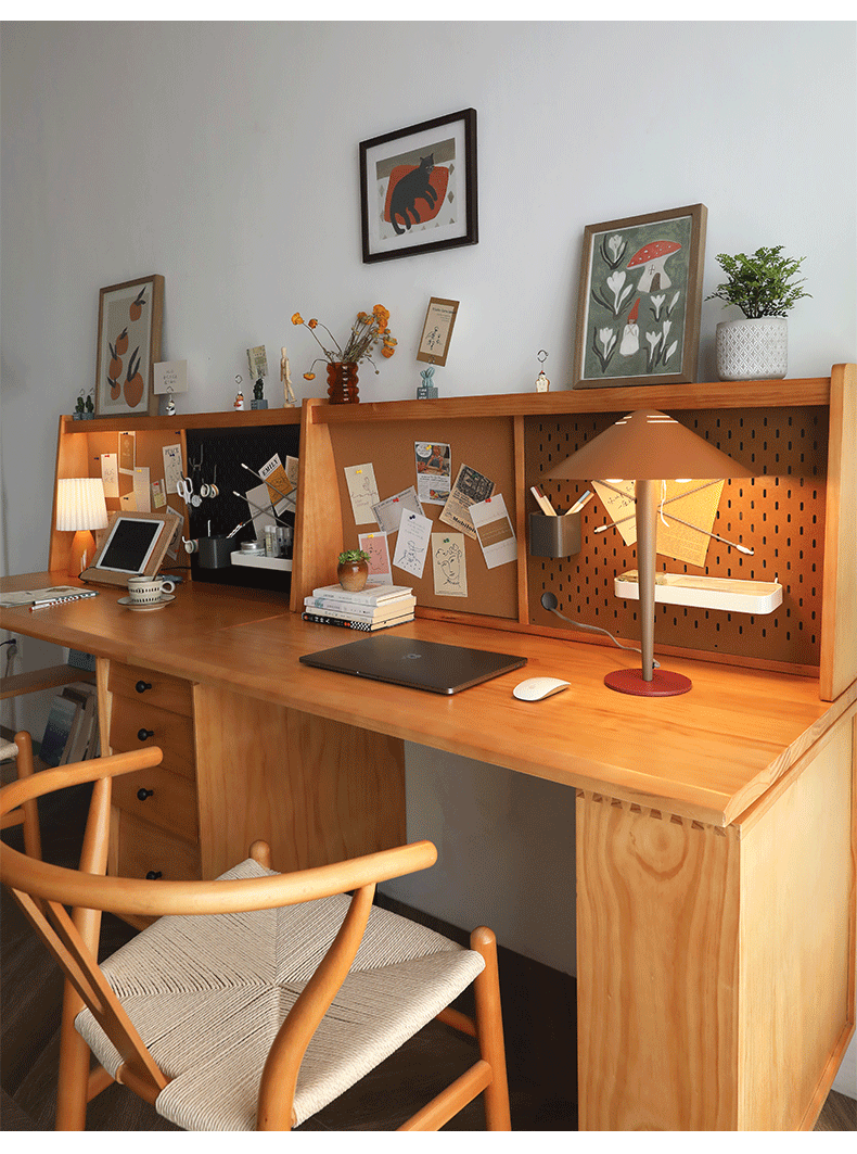 源树木坊书桌实木书桌北欧家用学生写字桌电脑桌办公桌台式桌原木色