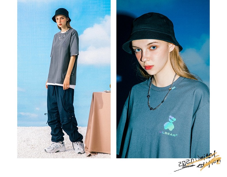 lilbetter小熊t恤明星同款反光短袖2022新款宽松情侣半袖夏季体恤