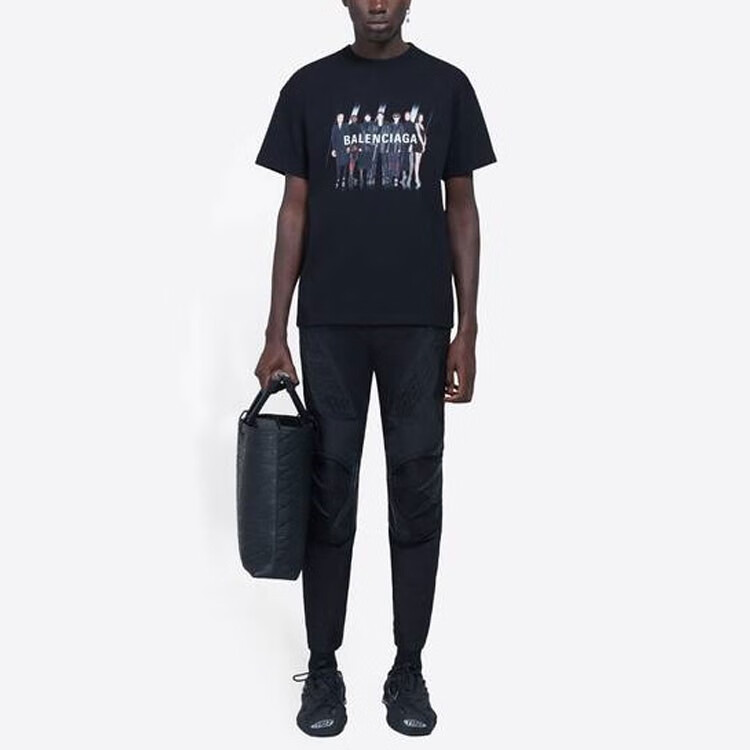 【买手代购】balenciaga 乐队人像印花logo复古宽松短袖t恤 男女同款