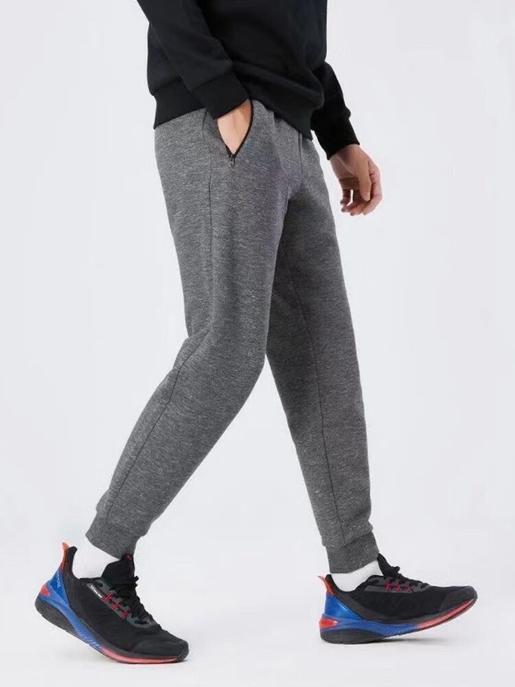 鸿星尔克(erke) 运动裤男秋款透气针织长裤裤子灰色束脚裤休闲百搭