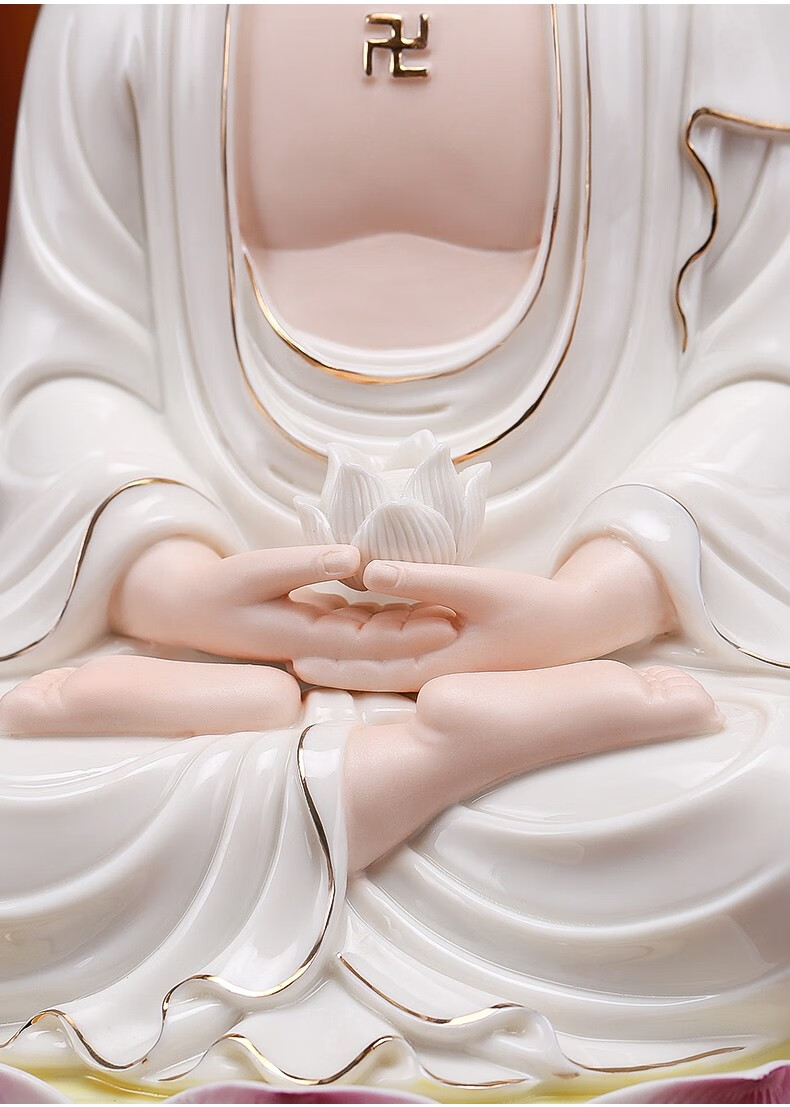 造趣zaoqu如来佛坐莲释迦牟尼佛供奉佛像佛教陶瓷摆件16寸白瓷