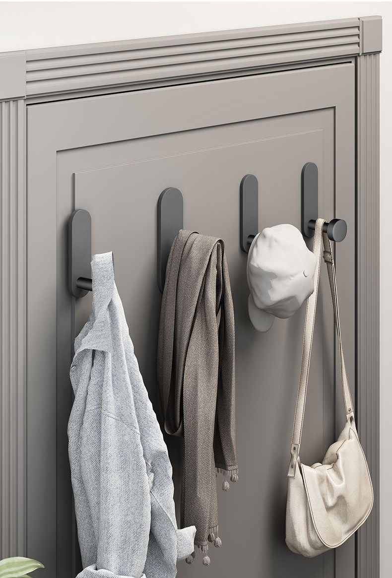 衣柜挂衣服单个挂钩壁挂墙壁金属衣帽钩免打孔 雅黑-1只装【图片 价格