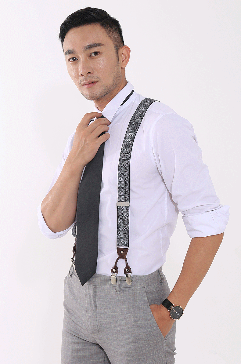 波斯莱高端品牌 背带裤夹男士成人背带男装西裤吊带西装衬衫背带夹吊