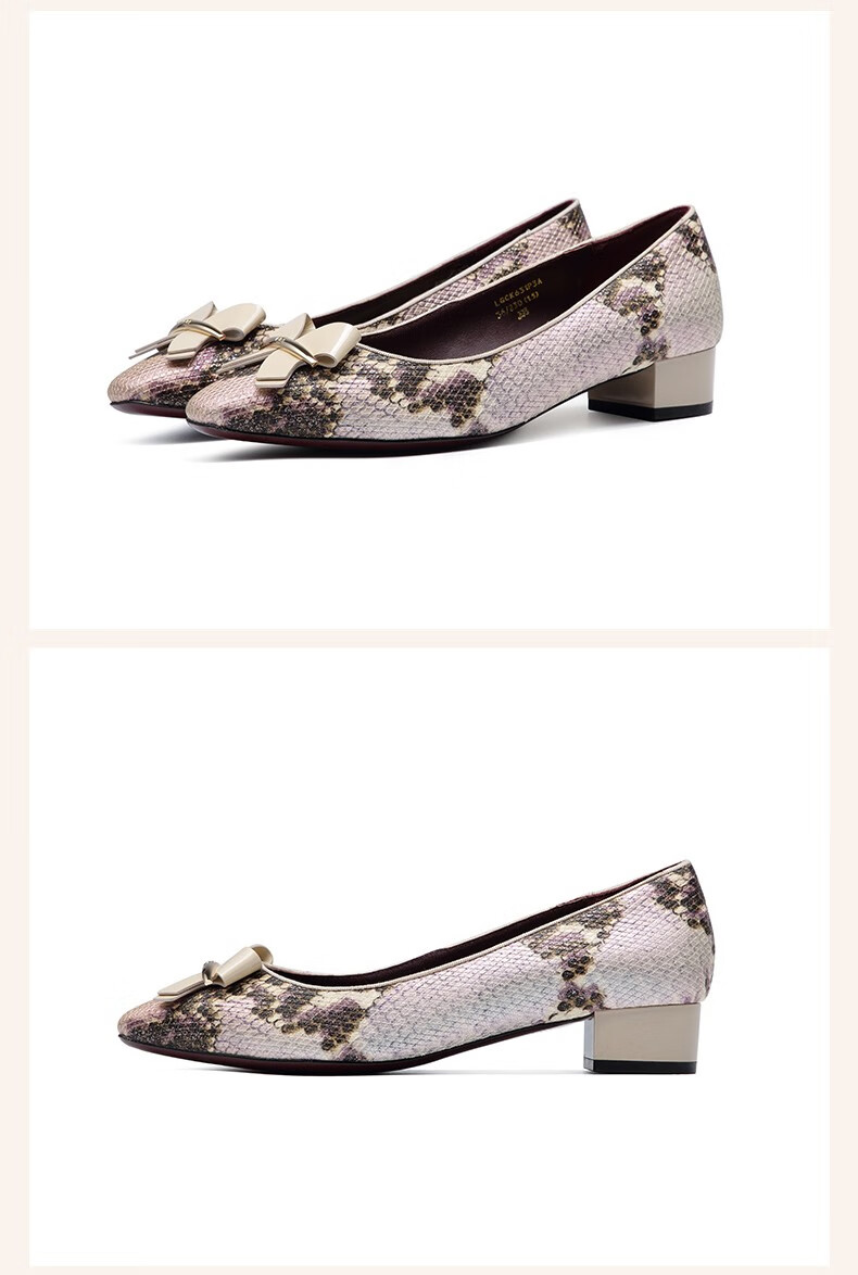 chrisdiendeny克雷斯丹尼女鞋意大利进口羊皮优雅浅口高跟鞋女粗跟