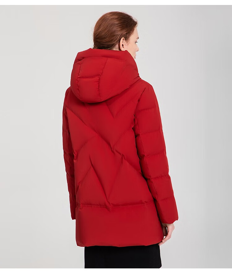 雪伦羽绒服女中长款2022年新款秋冬外套女装中年连帽新颖桁线新国标