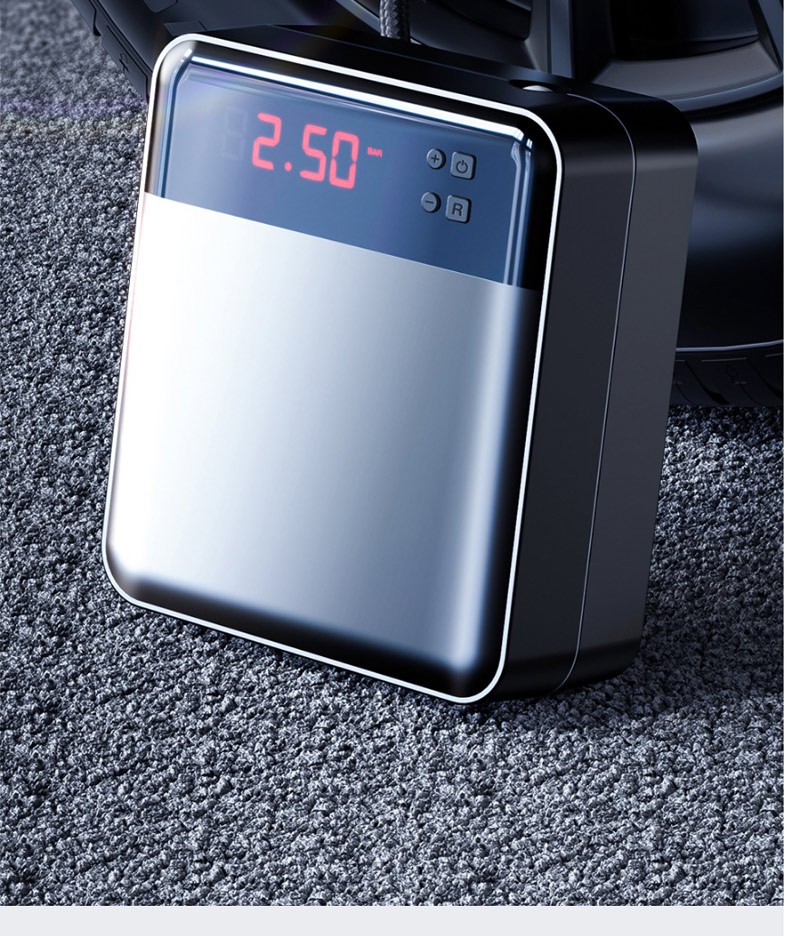 领臣车载充气泵预设胎压金属30缸便携式12v电动打气泵带灯可测压60秒