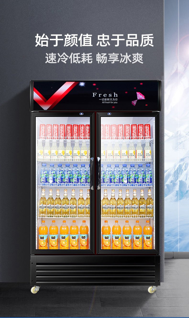 饮料柜酒水冷藏商用展示柜保鲜冷柜立式单双门超市便利店小卖部冰柜大