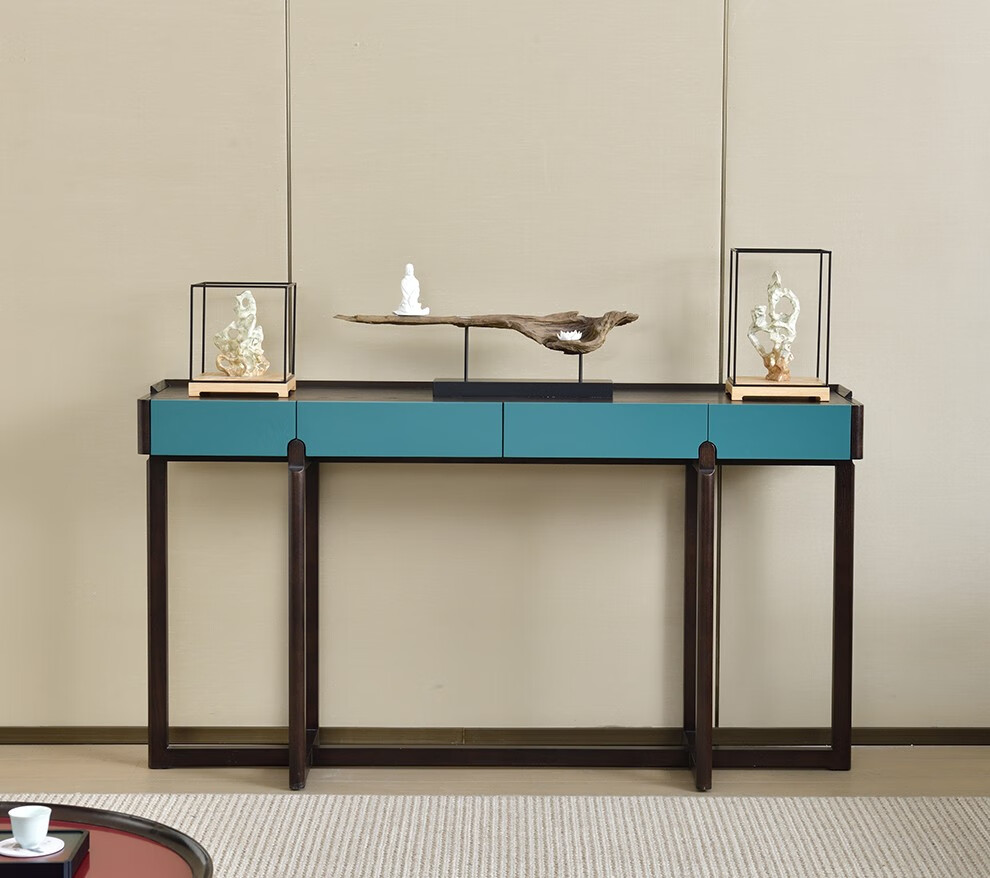 弘麦玄关新中式实木玄关桌客厅玄关柜禅意供桌进门入户条案案几客厅端