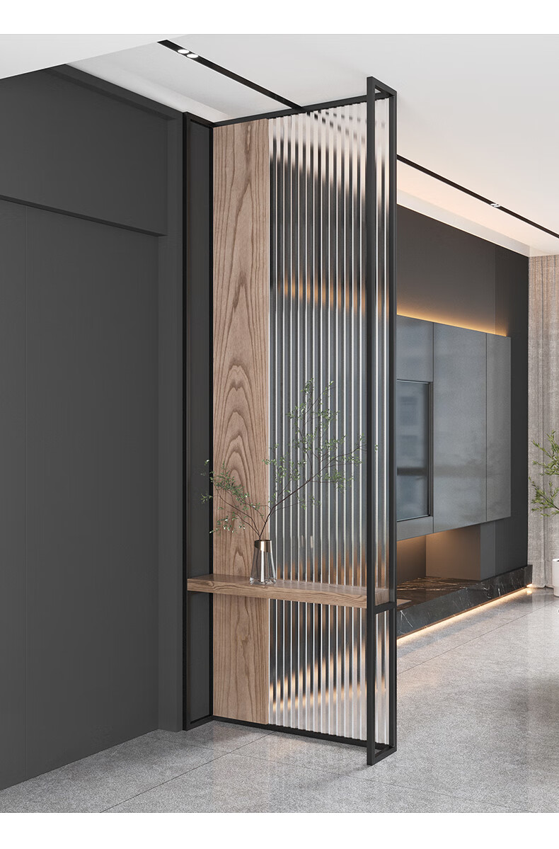 长虹玻璃格栅隔断网红简约现代屏风客厅玄关室内入户家用实木轻奢