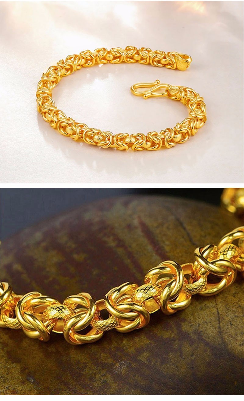 399/克 足金999 金善妮黄金手链四方龙骨链男士泰国手链福字扣土豪