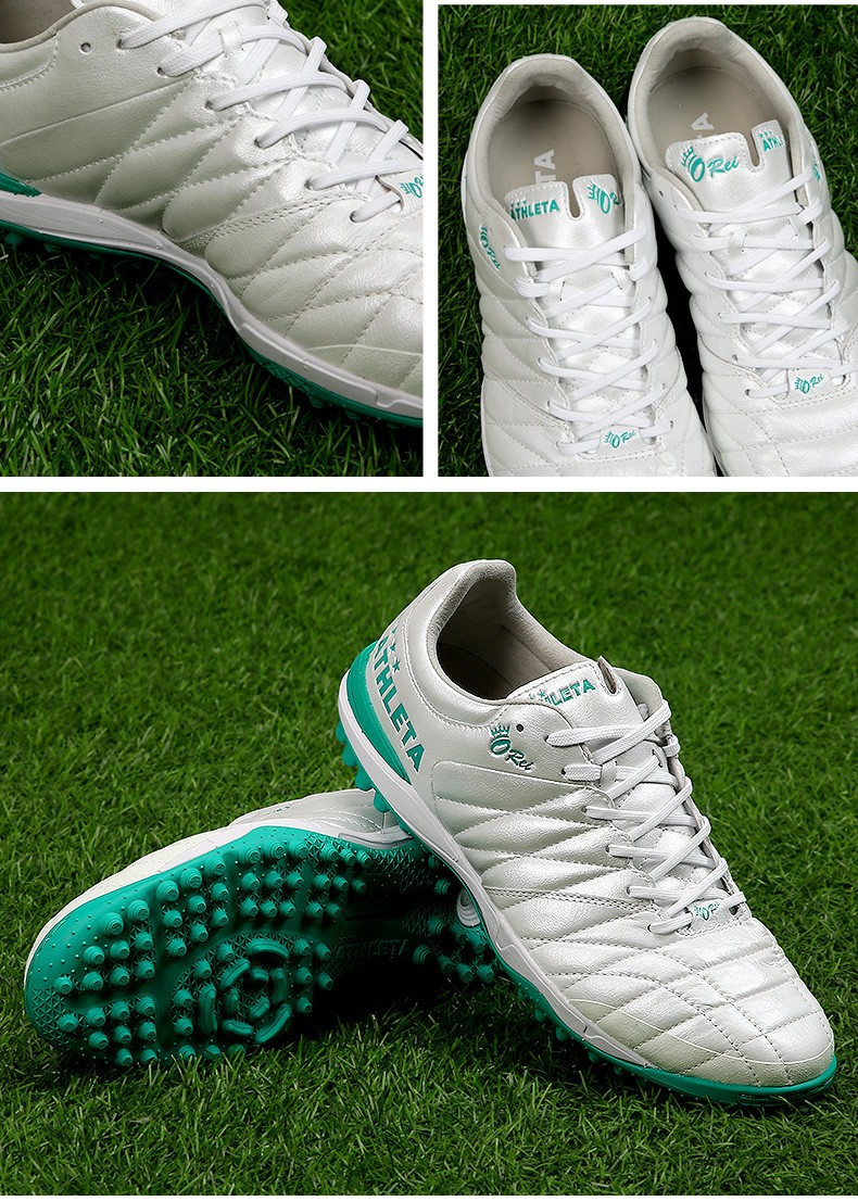 athleta阿仕利塔足球鞋袋鼠皮tf碎钉mg宽脚人造草比赛训练球鞋男 黑色