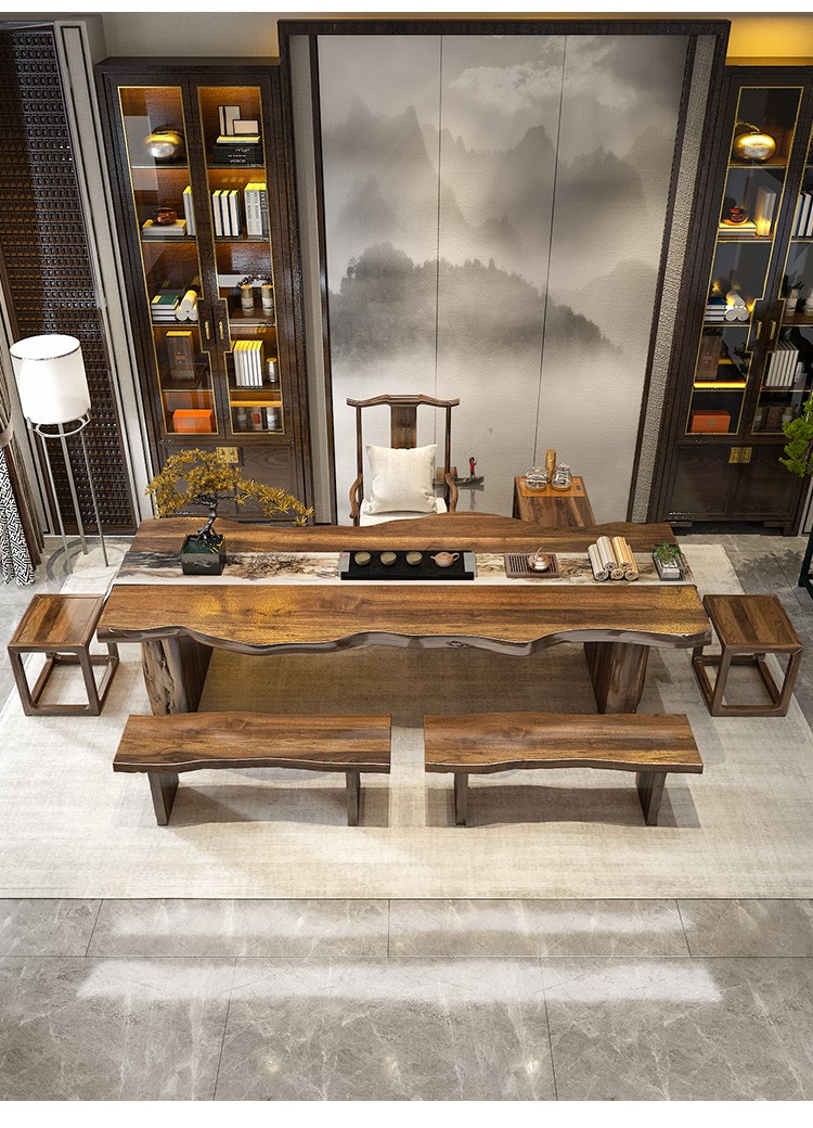 栖衡实木茶台茶桌原木大板茶几办公室泡茶桌一体现代简约喝茶桌家用茶