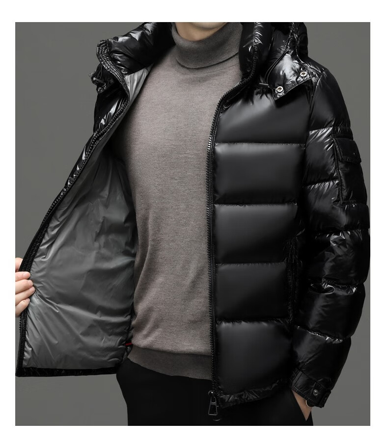 老爷车加绒加厚羽绒服男中年可拆卸帽冬季鹅绒防寒服加厚抗寒短款男士