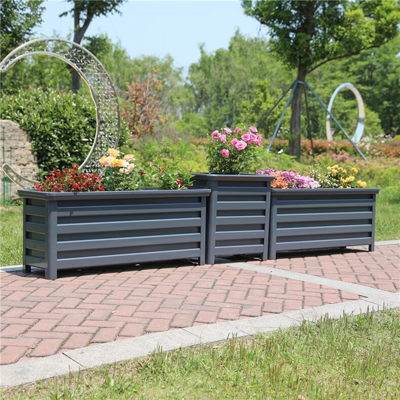瑾园定制铝合金花箱户外长方形组合铁艺花箱庭院花坛室外特大花盆树箱
