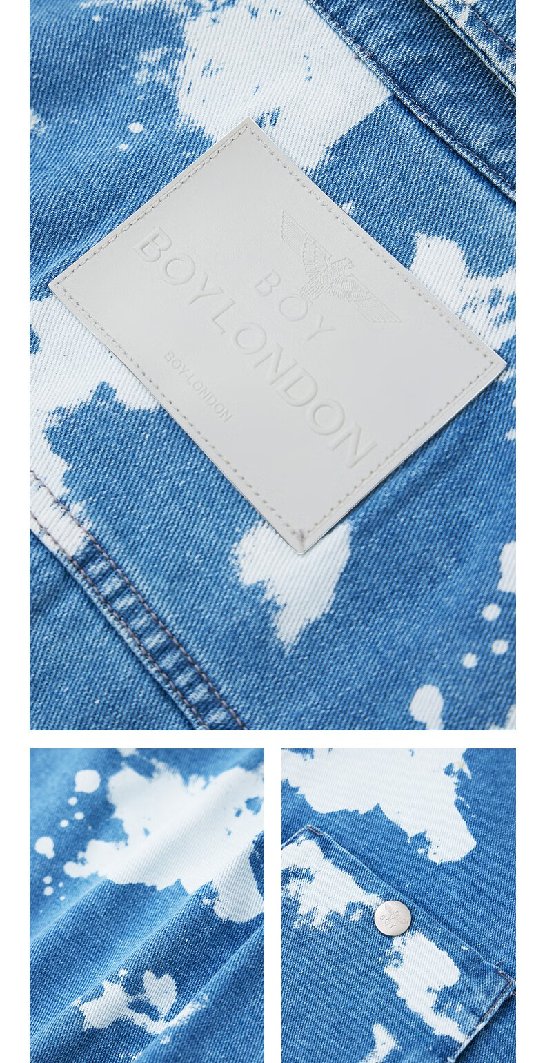 boylondon潮牌牛仔衬衫男女同款秋季嘻哈风蓝色宽松休闲外套ngz052