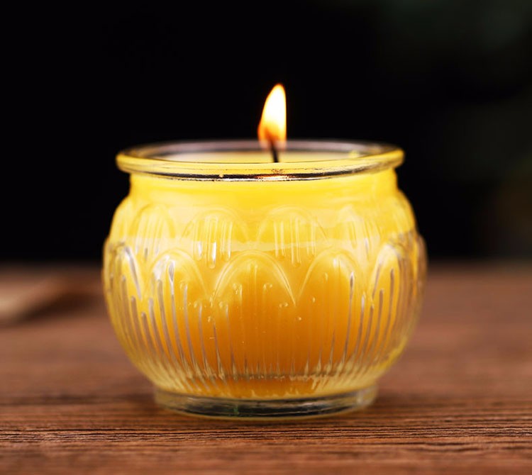 窝居坊酥油灯平口莲花酥油蜡烛供佛灯家用寺庙植物酥油长明灯红色单颗