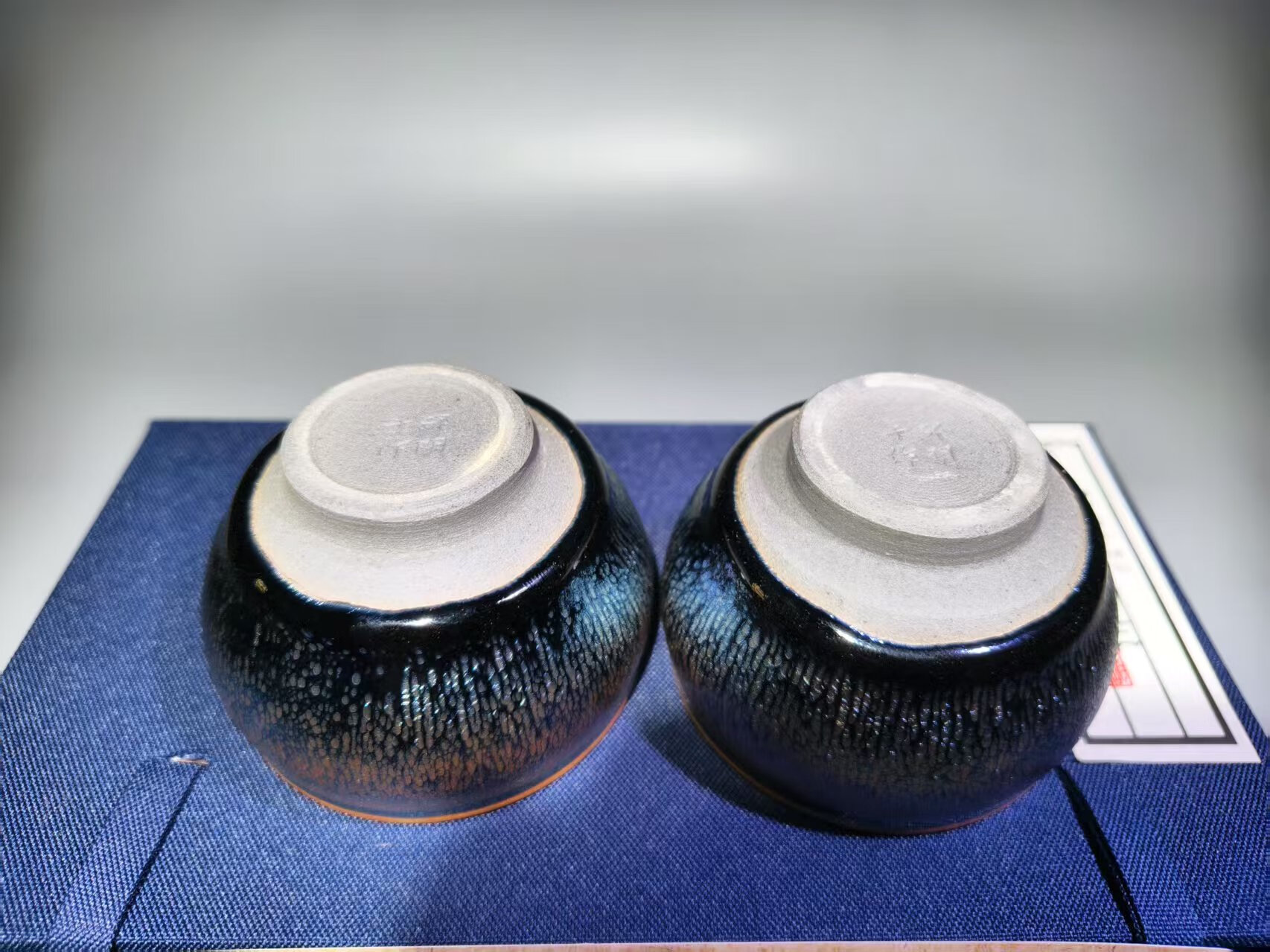 一对 邹明银毫建盏将军对杯